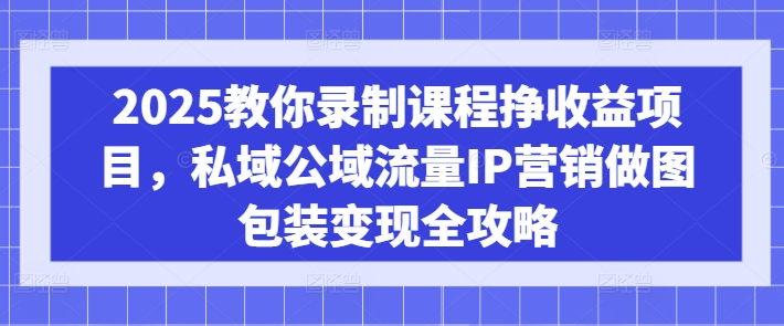 2025教你录制课程挣收益项目，私域公域流量IP营销做图包装变现全攻略-云创网